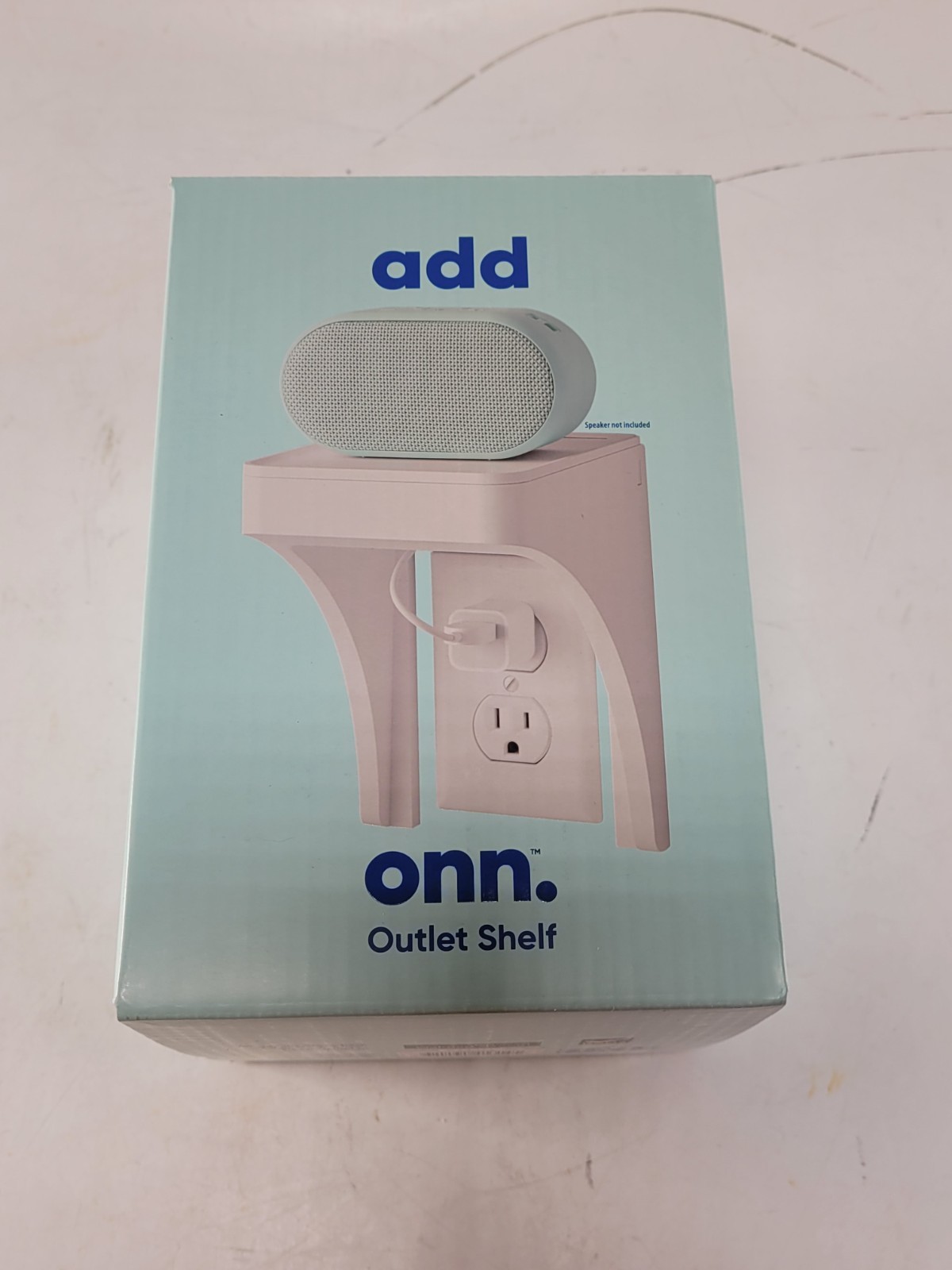 Onn White Outlet Shelf with Power Cord Storage Compartment Phone Speaker Holder