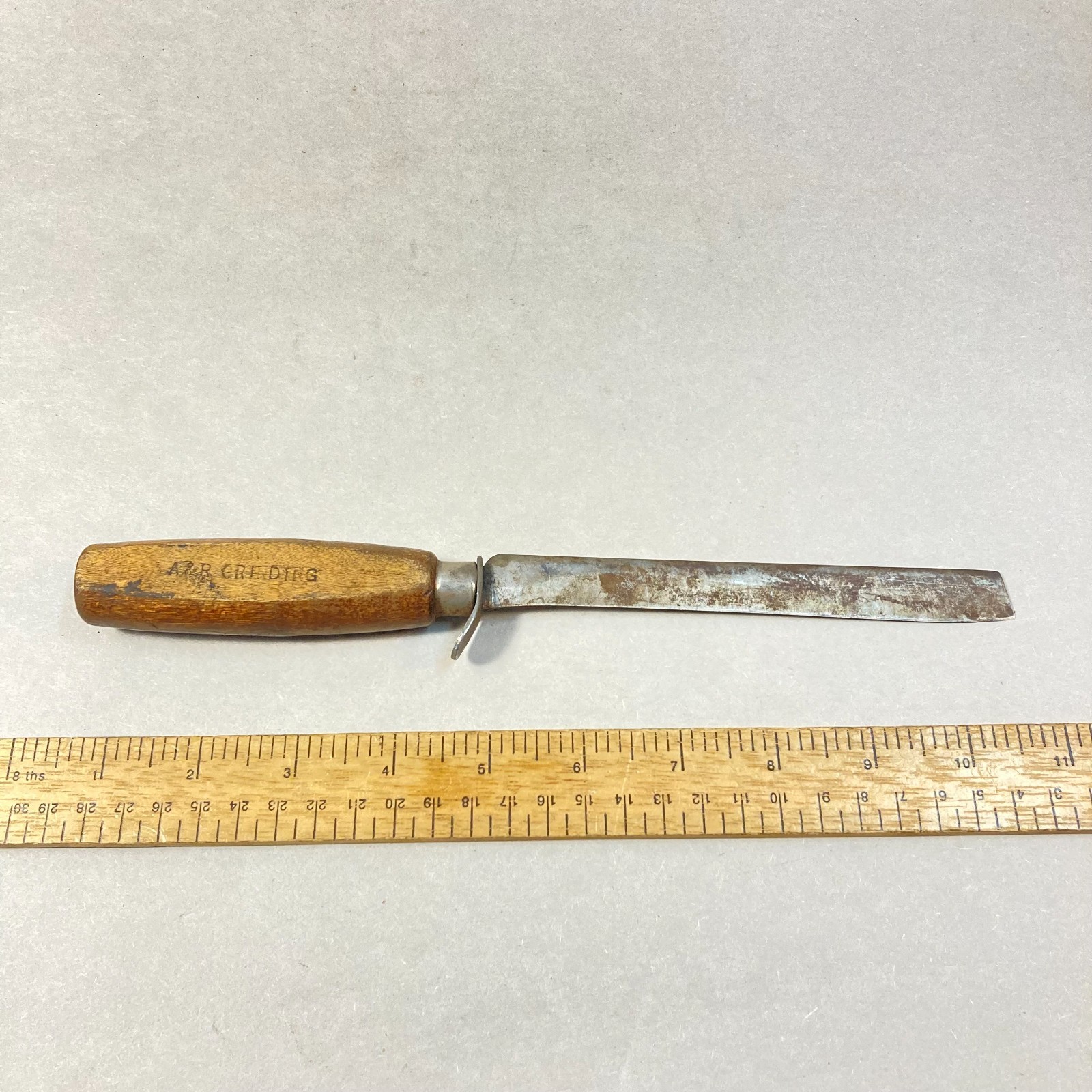 A&R Grinding Knife Shop Straight 5 3/4" Blade Wood Handle