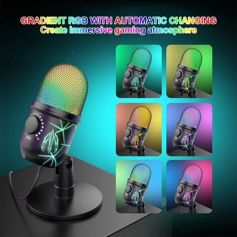 USB Condenser Microphone V5 Noise Cancelling Streaming Gaming Mic Stand