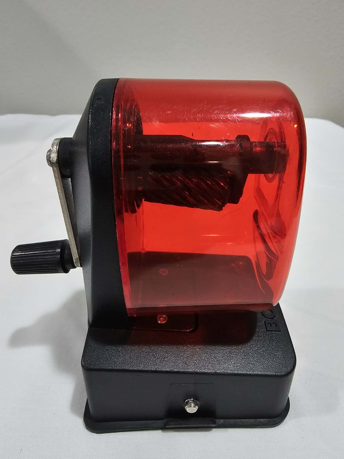 Vintage Boston RED See Through "Bulldog" Desktop Hand Crank Pencil Sharpener