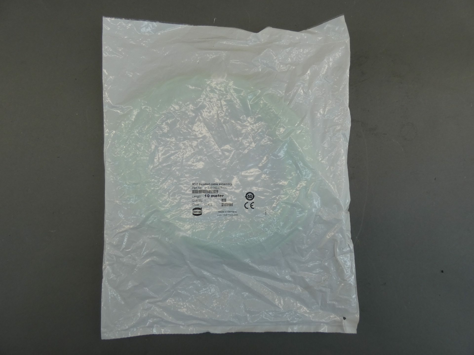 Harting 21 34 929 2405 100 M12 D-Coded Cable Assembly st/st m/m 10,0m - NEW S...