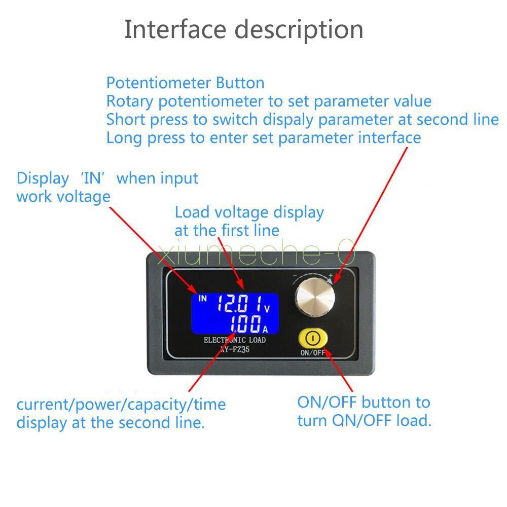 35W 5A Electronic Load Constant Current Module Battery Discharge Capacity Tester