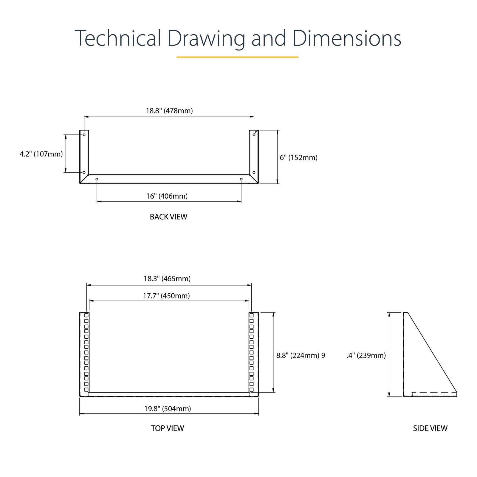 StarTech 5U Vertical 19" Low Profile Wall Mounting Bracket RK519WALLV
