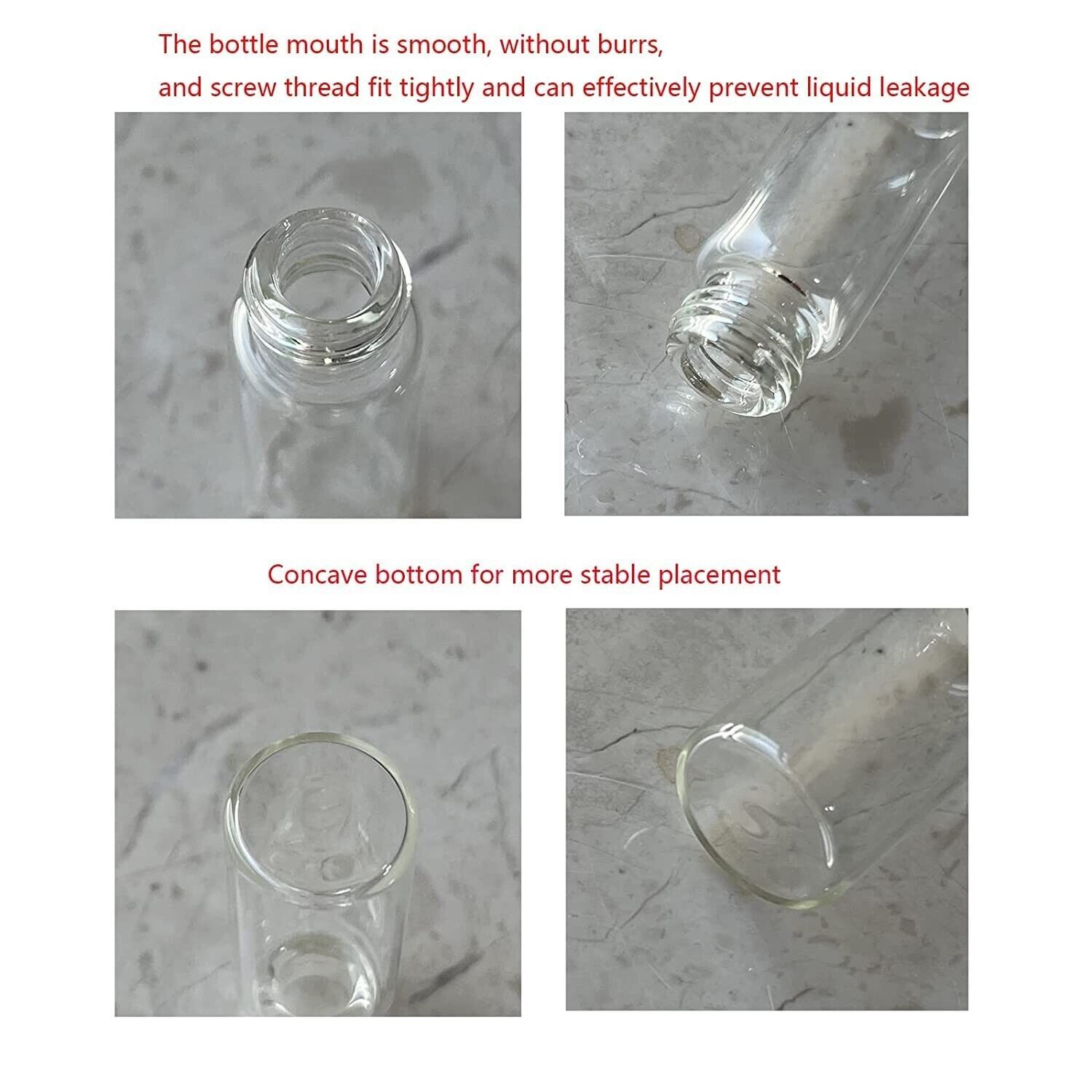 50pcs 3ml Mini Small Clear Glass Bottles Empty Sample Vials Jars with Screw Caps