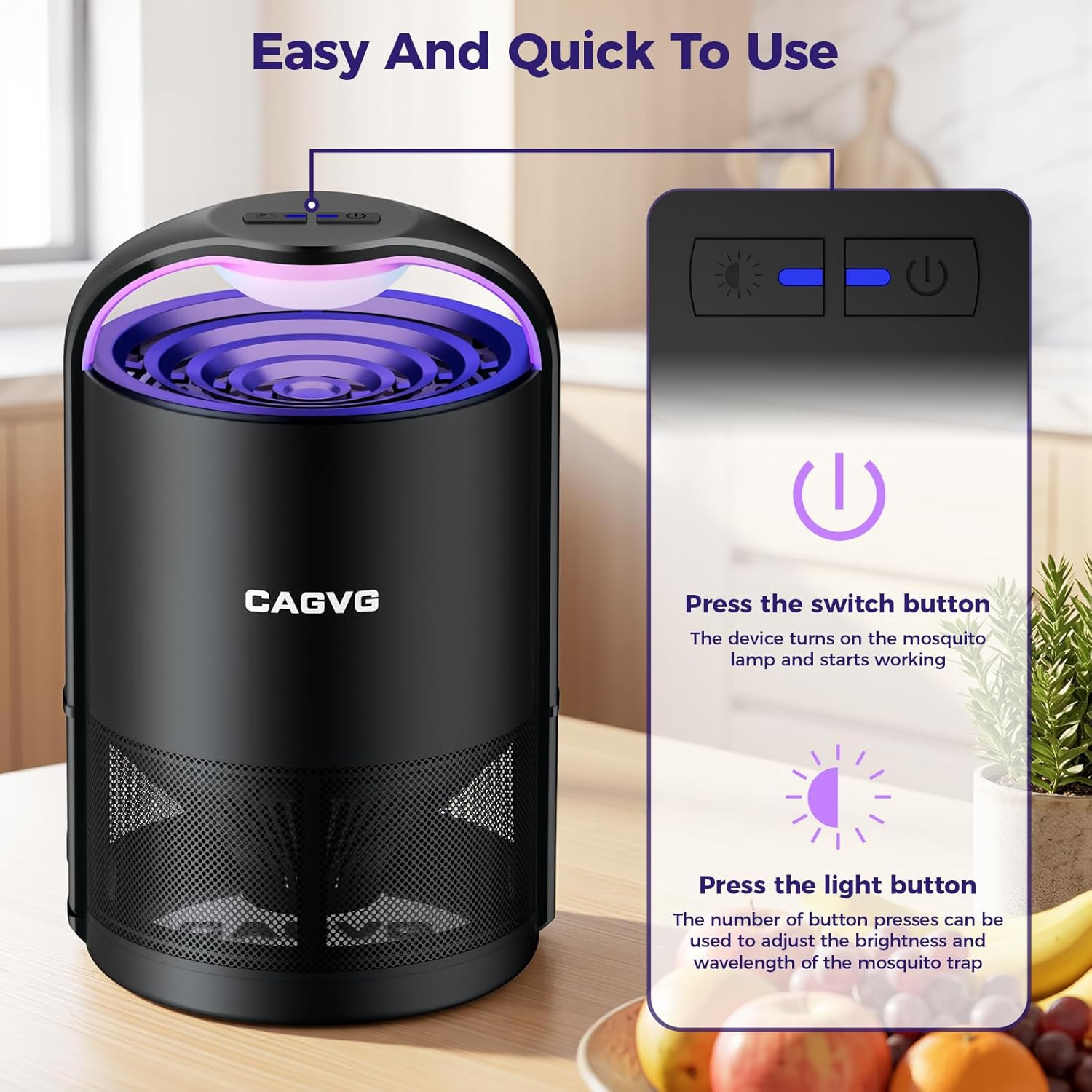 Fly Trap Indoor, Fruit Fly Traps for Indoors with Suction & Adjust Light | Plug-