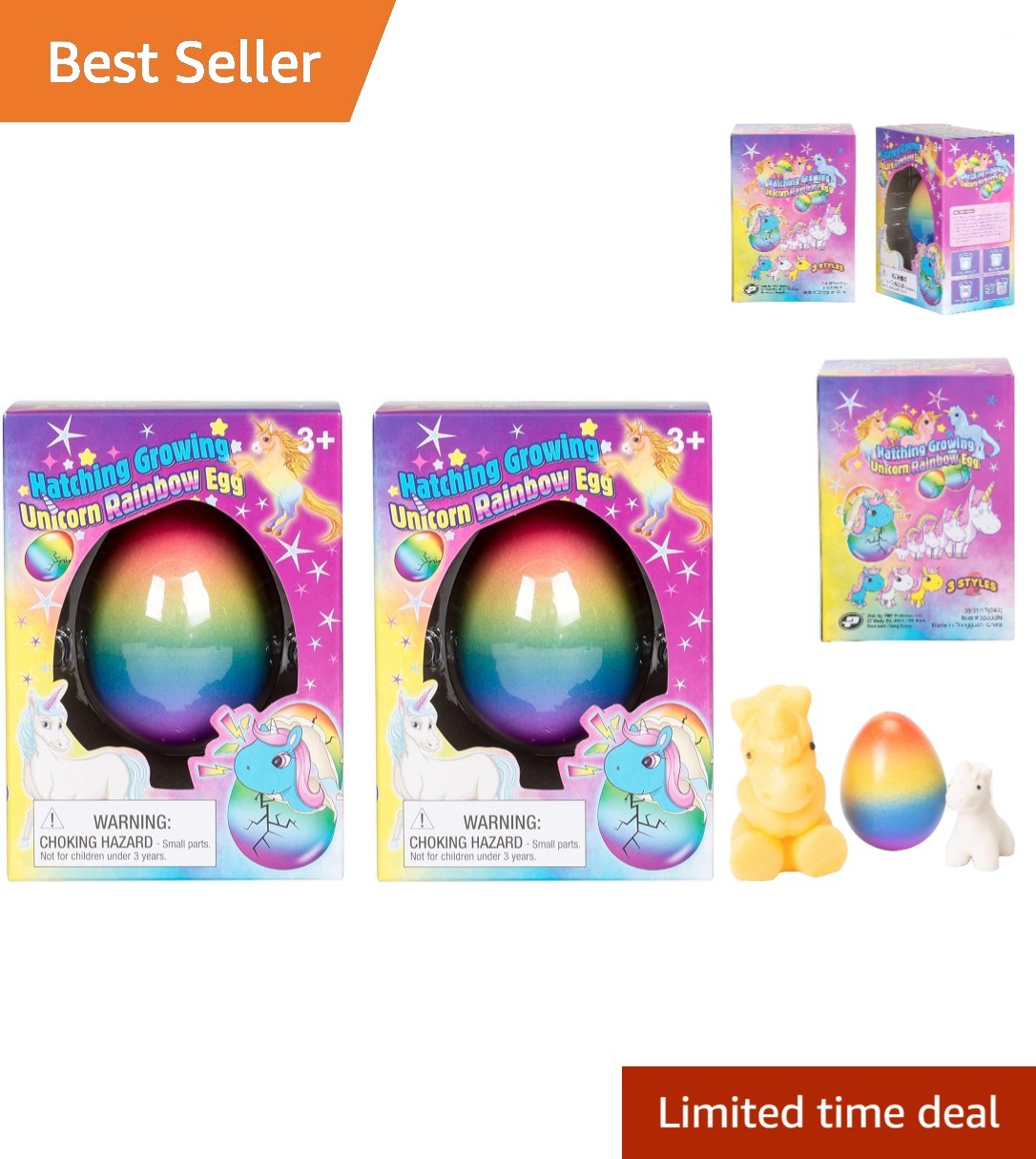 Interactive Growing Unicorn Eggs in Rainbow Colors - 2 Pack Educational Joy