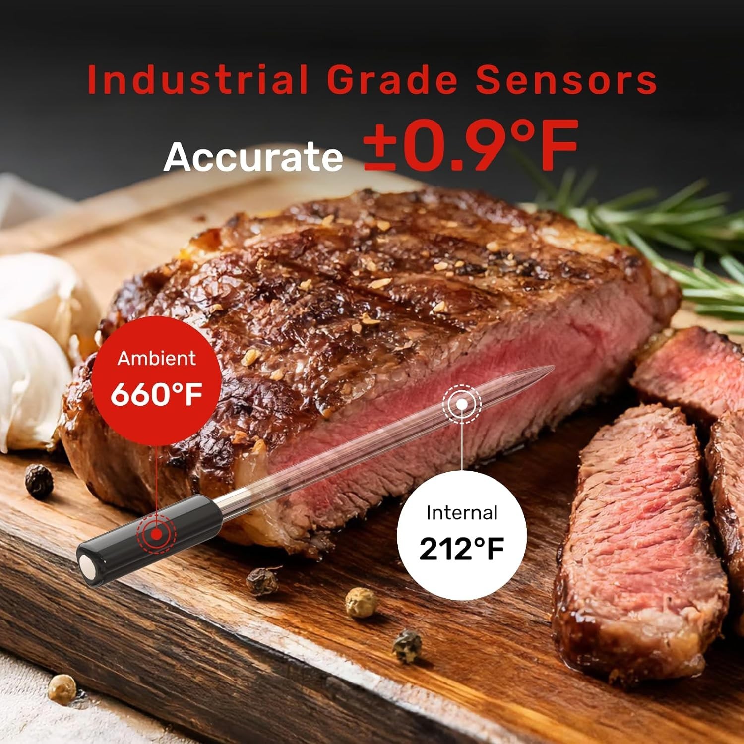 Wireless Meat Thermometer AI WiFi Bluetooth Digital Waterproof Pro