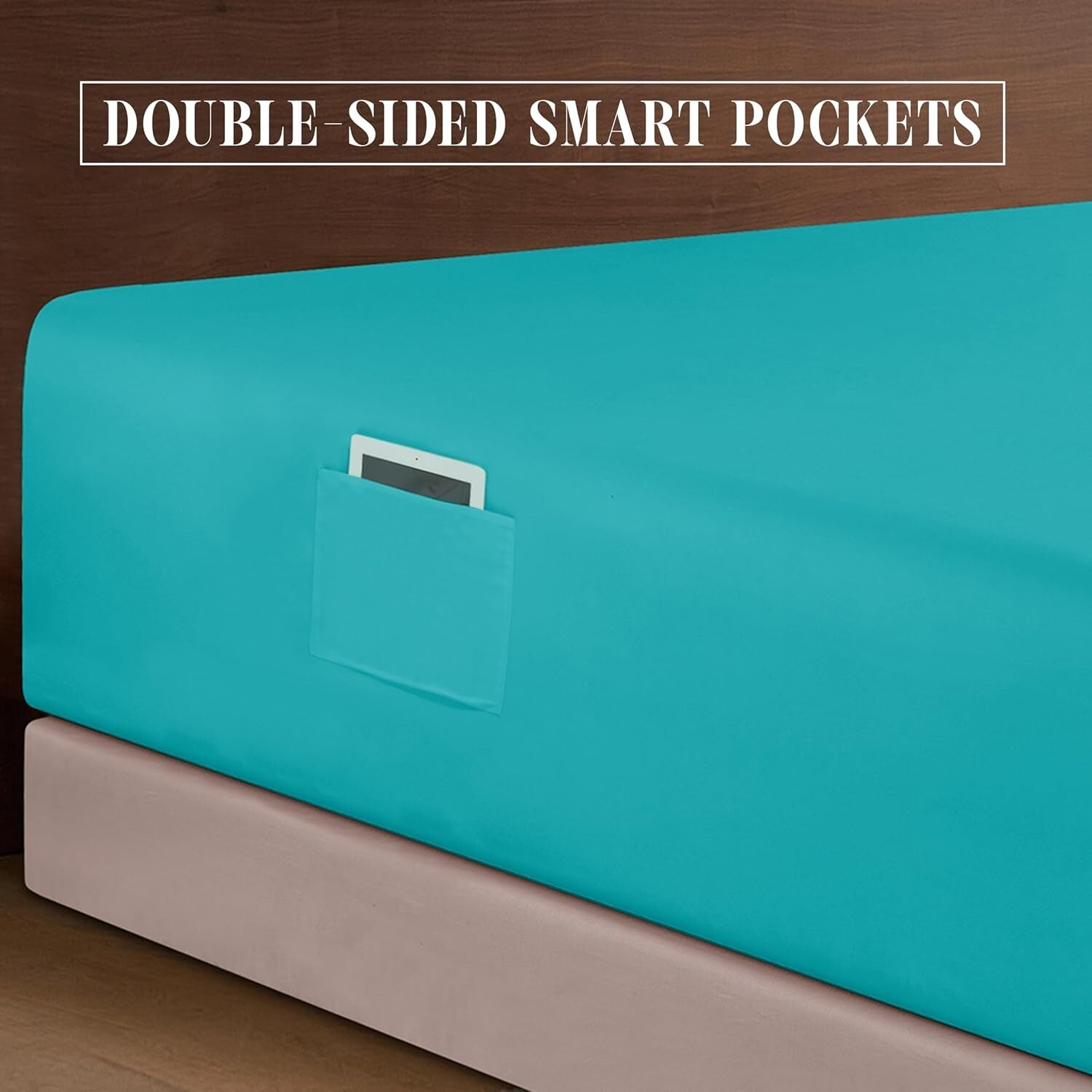 Extra Deep Pocket Queen Sheet Set - 1500 Thread Count Soft Teal Bedding