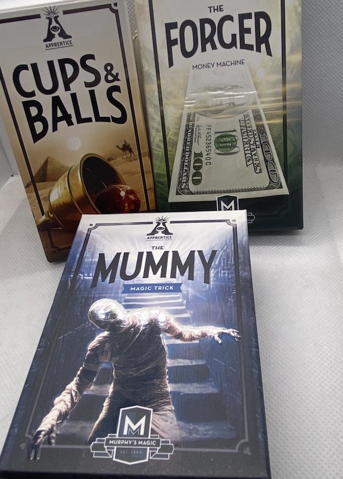 Mummy Trick, Cups & Balls, Money Maker ( Forger ) , Three Magic Trick Bundle!