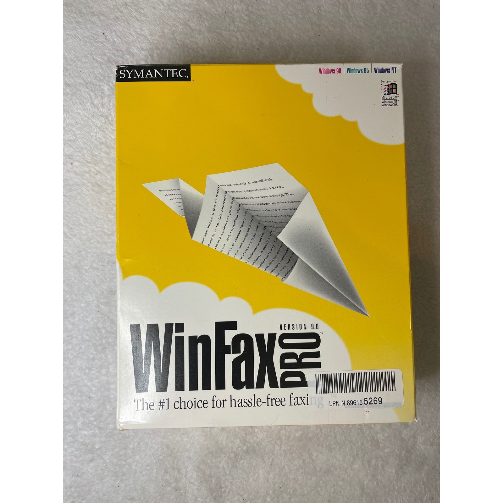 Symantec WinFax PRO Version 9.0 Vintage PC Software Windows 98 95 NT Big Box CD