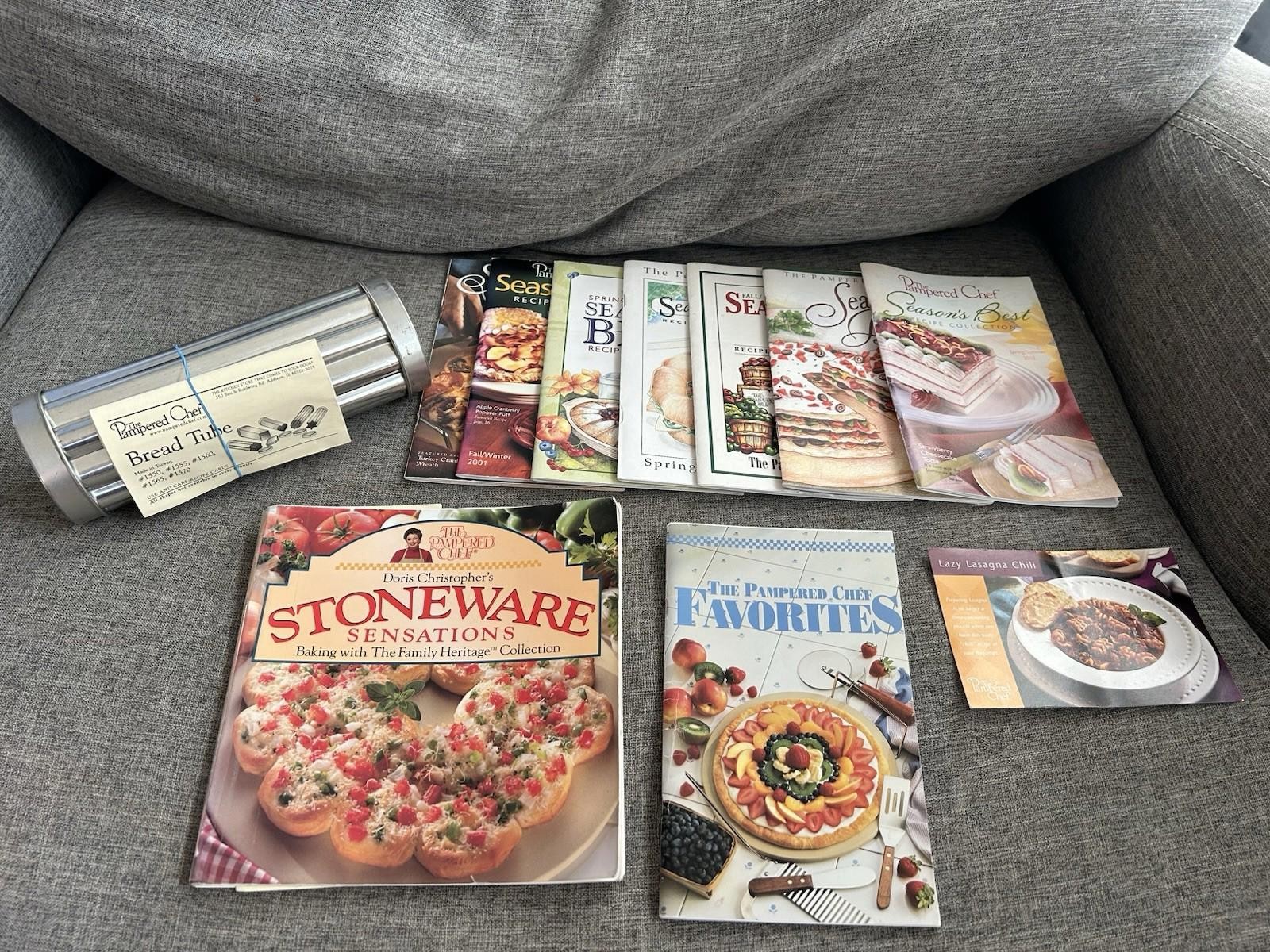 10 Pampered Chef Cookbooks Seasons Stoneware Favorites + Scalloped Bread Tube