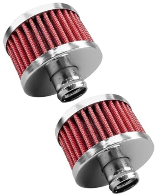 2Pcs Car Air Filter, Universal 23mm Air Intake Filter for Vehicles with Red