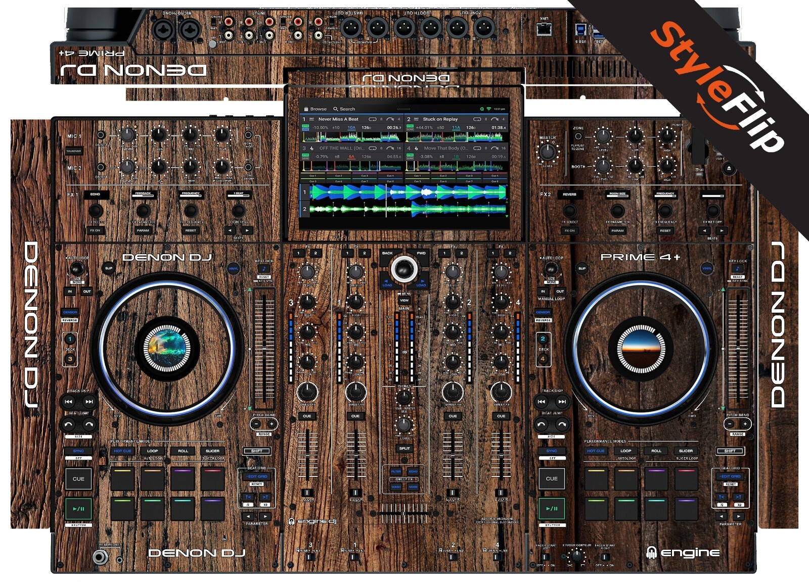 Denon Prime 4+ Skin | Wood #3 | Protective Decal | StyleFlip Skins