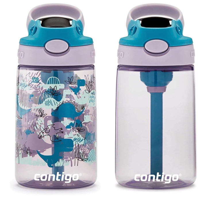 Contigo Kids Water Bottle 14oz 2-Pack - Dino & Juniper Taro | Spill Proof Straw