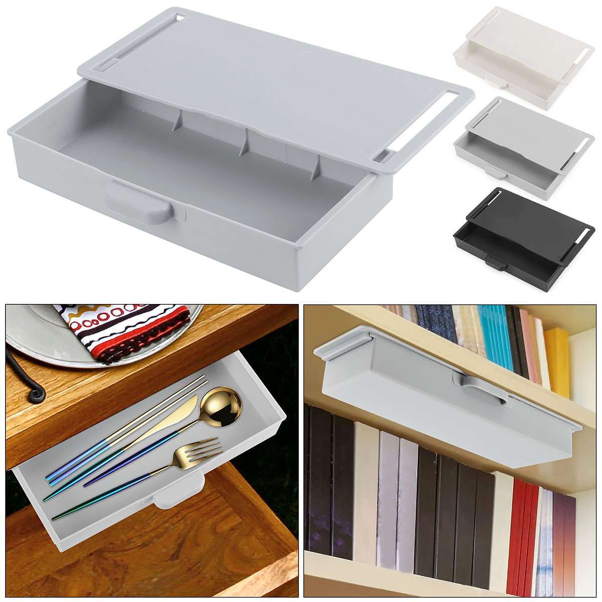 Under Desk Drawer Self-Adhesive Pull-Out Space-Saving Slide-Out drawer for Desk