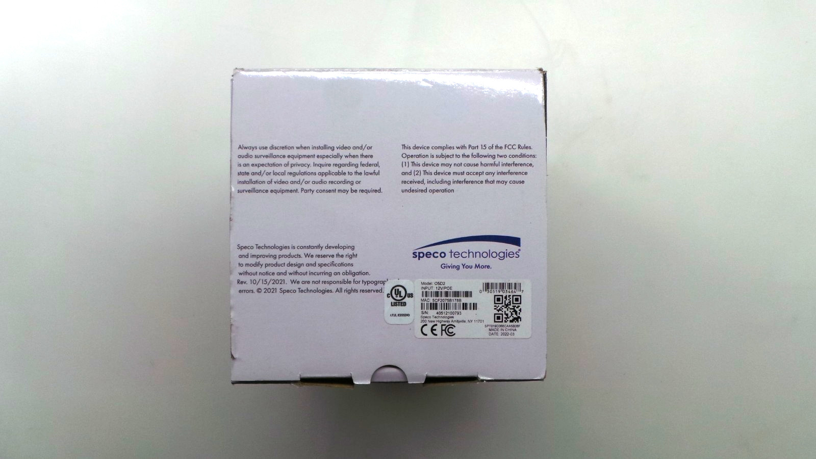 05D2 Speco Technologies 5MP IP Dome Camera - Advanced Analytics, NDAA - Open Box