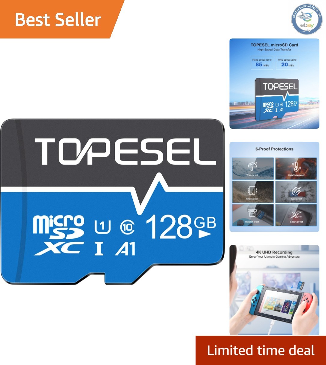 128GB Micro SD Card Class 10 | UHS-1 Ultra High Speed, Waterproof & Drop-Proof