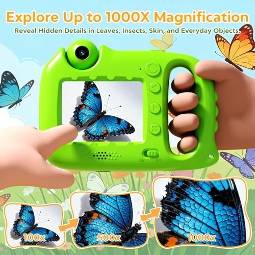 Microscope for Kids, 1000X Handheld Digital Microscope with 2.4" IPS Screen,...