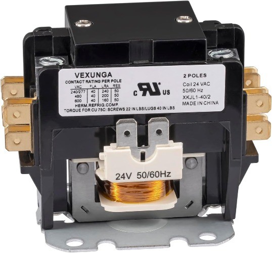 2 Pole 40 Amp 24 VAC Coil AC Contactor 2Pack 40A 24V 50 60Hz AC Motor Contactor