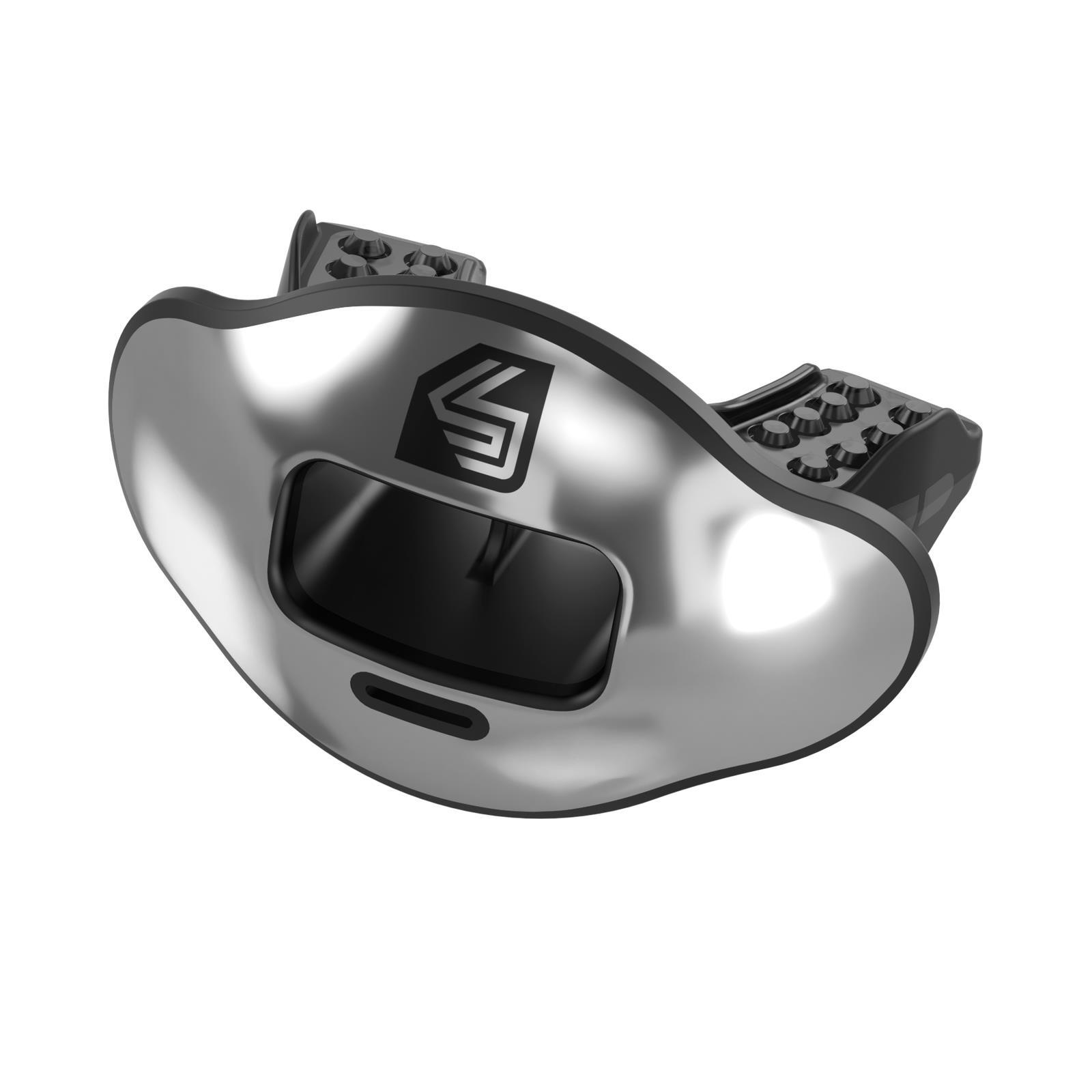 Shock Doctor Max Airflow Lipguard, One Size Fits All, Silver Chrome