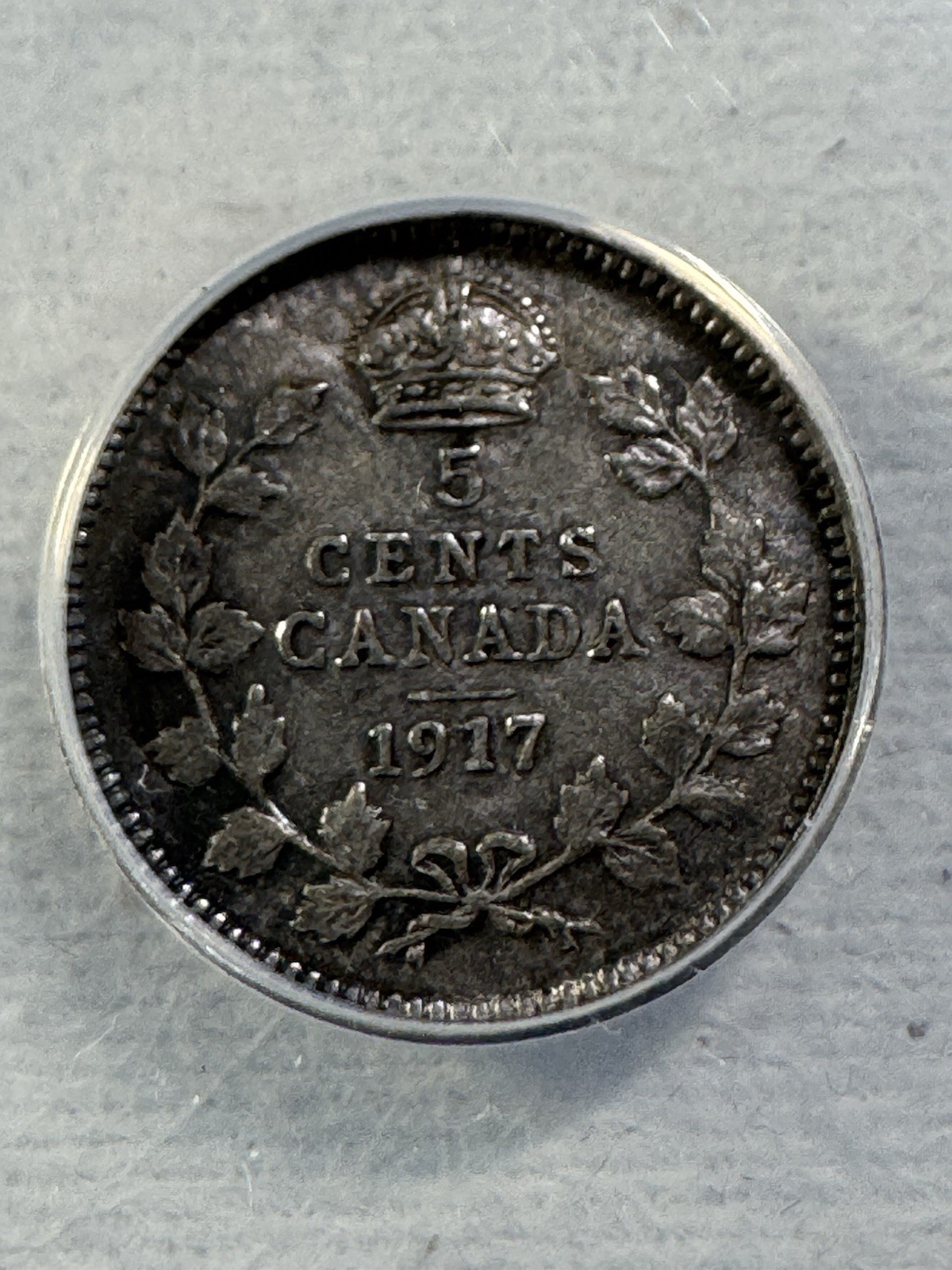 1917 Canada 5 Cents Silver Coin Graded XF 40 by ANACS