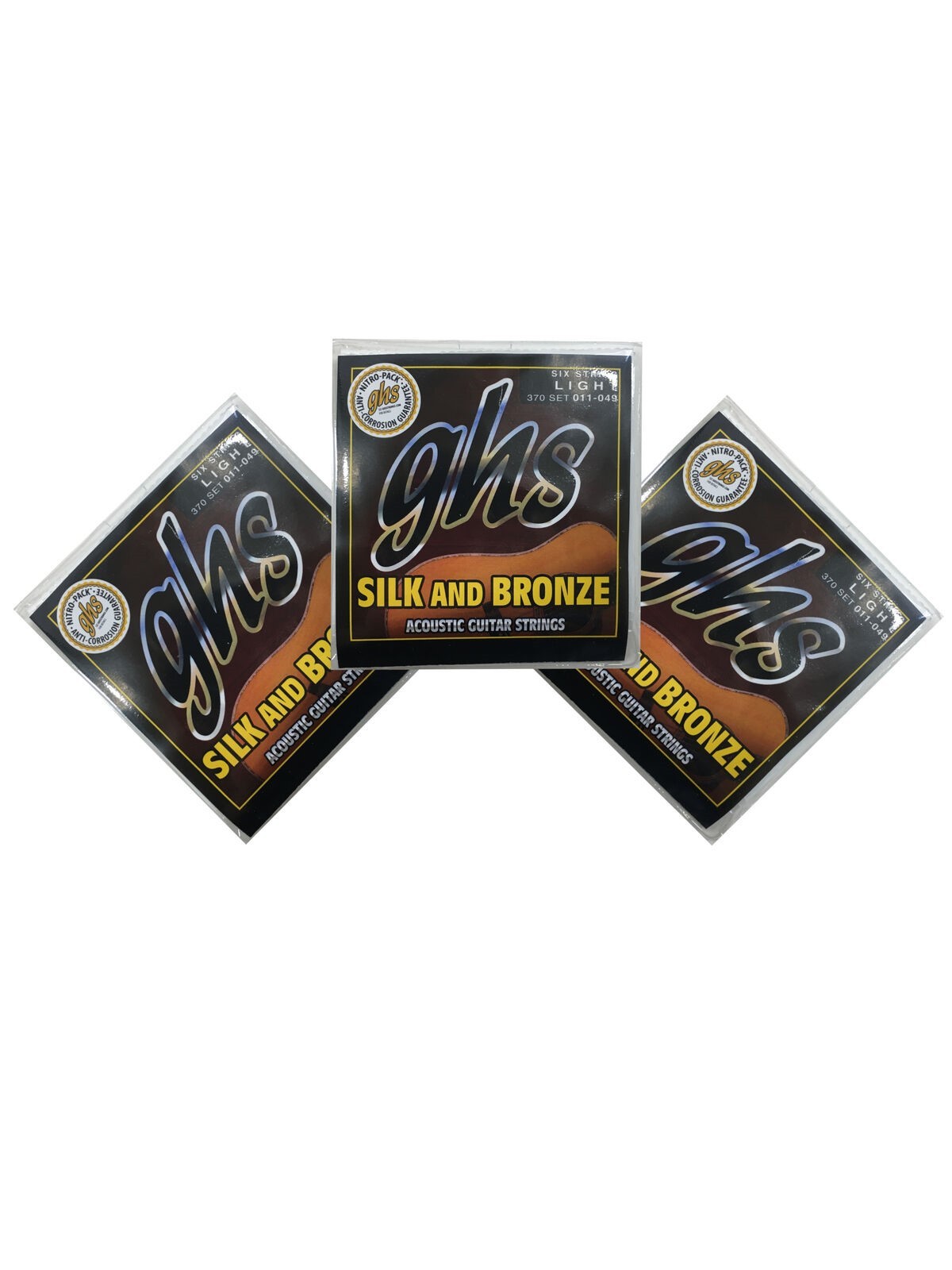 GHS Guitar Strings 3 Sets Acoustic Silk and Bronze Light 11-49