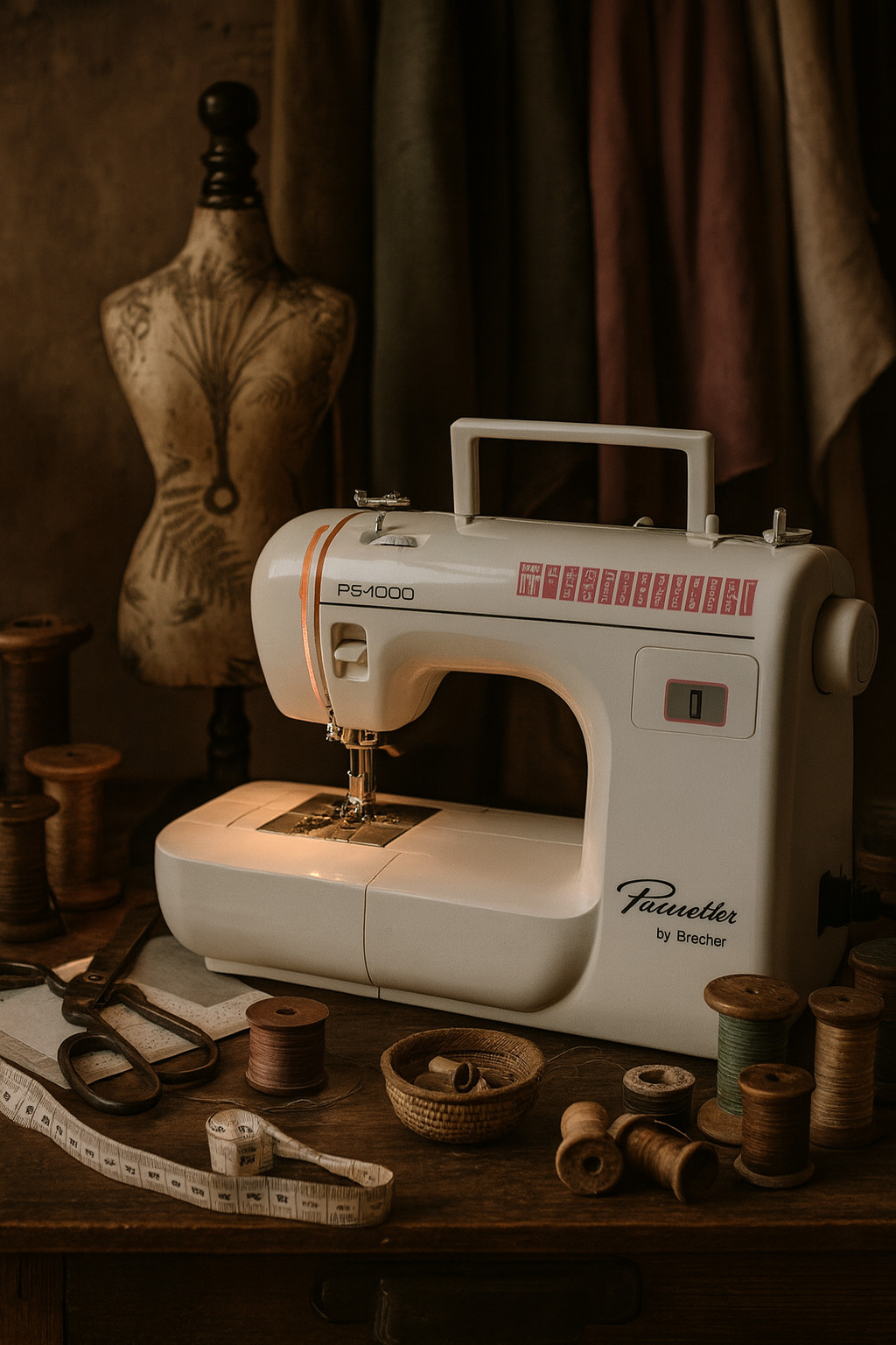Brother PS-1000 Vintage Sewing Machine Tested Working w/ Pedal Box & Accessories