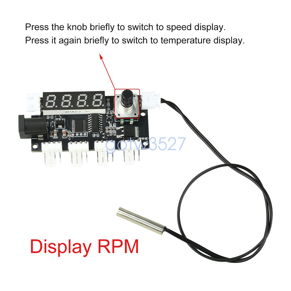 DC5-24V 5A Digital PWM Speed Motor Controller Temperature Control+10K NTC Sensor