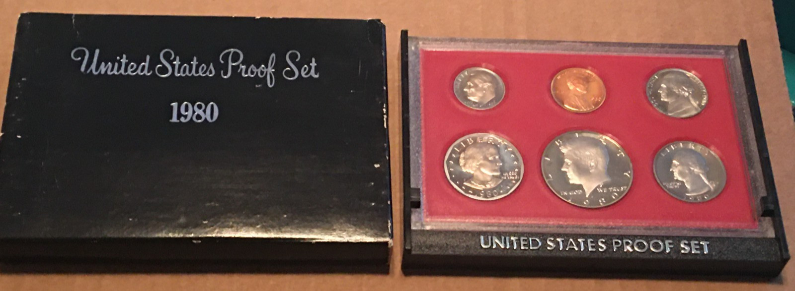 1980 S Clad US Mint Proof Set Dollar Half Dollar Quarter Dime Nickel Penny