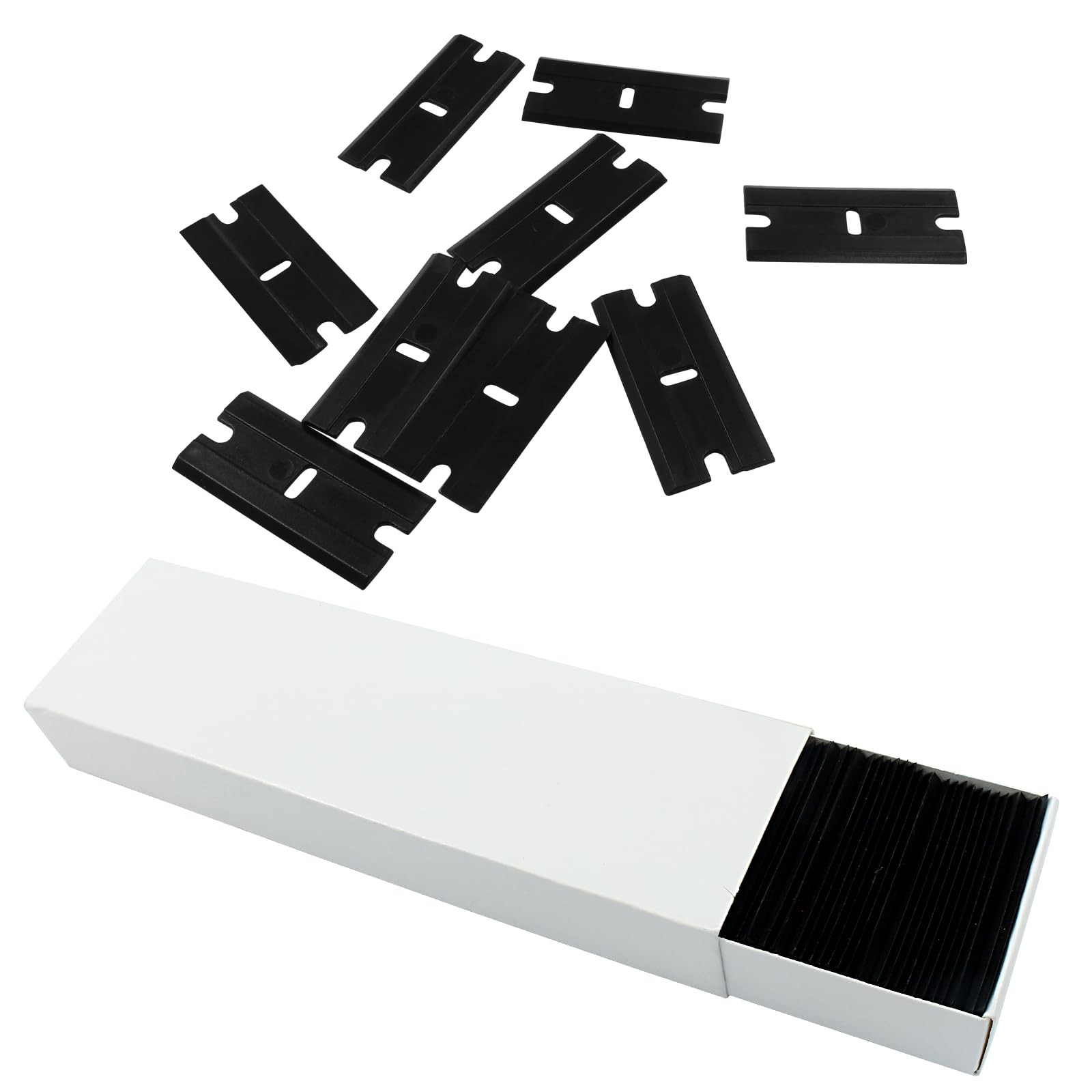100pcs Plastic Razor Blades, Double Edged Plastic Blades, Safety Glass Scrape...