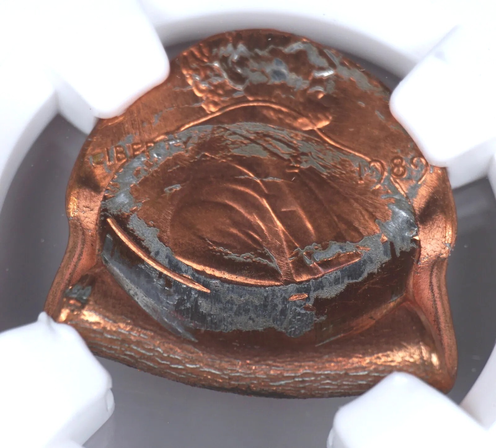 1989 1c Fold Over Strike Extremely Rare Mint Error Coin NGC MS66RD