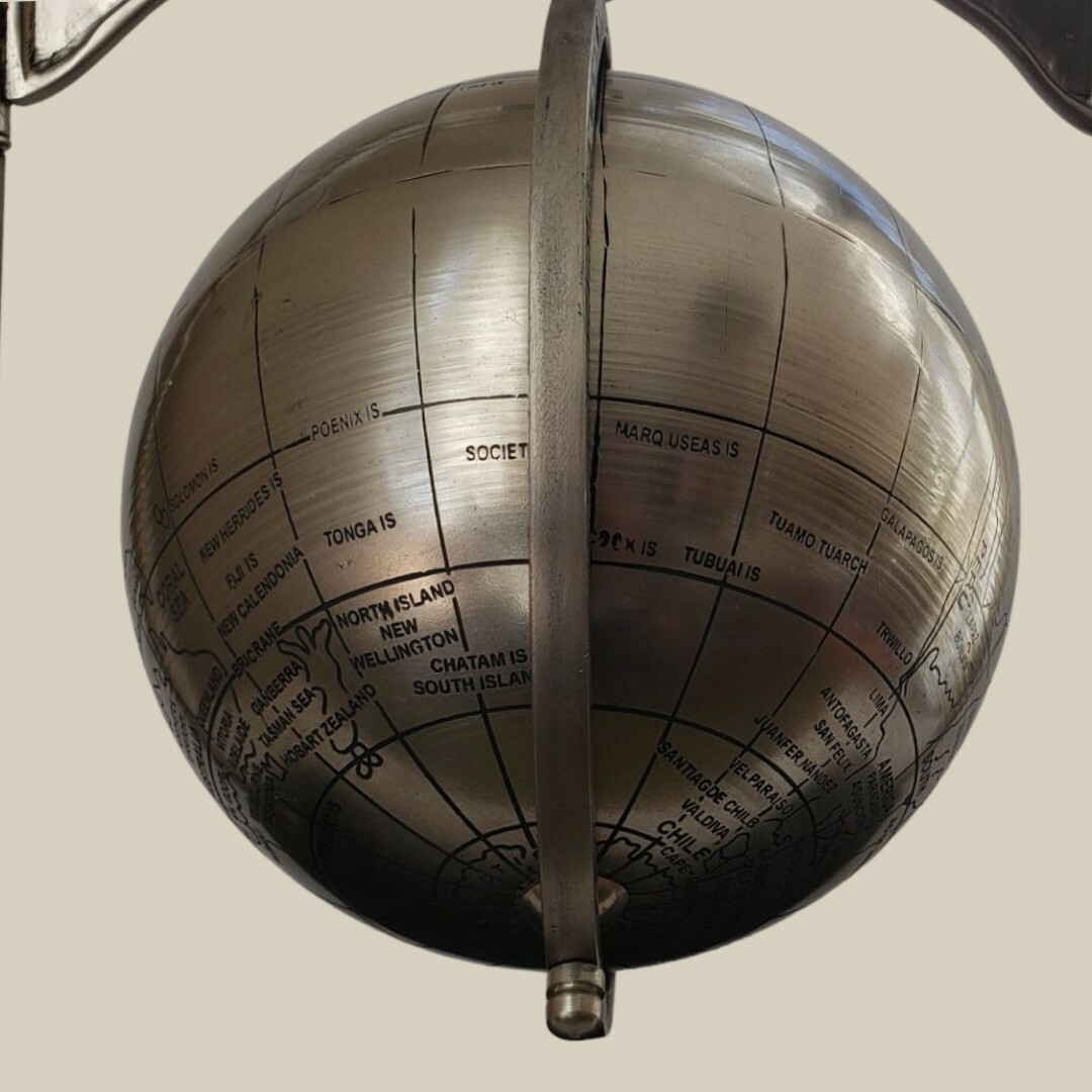 Desktop World Globe Silver/Black 6.5" on Stand