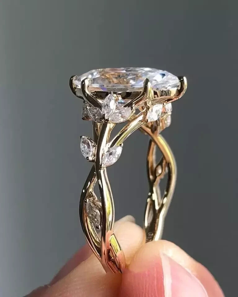 2.50TCW Marquise Cut IGI Certified Lab Grown Diamond Ring Solid 14k Yellow Gold