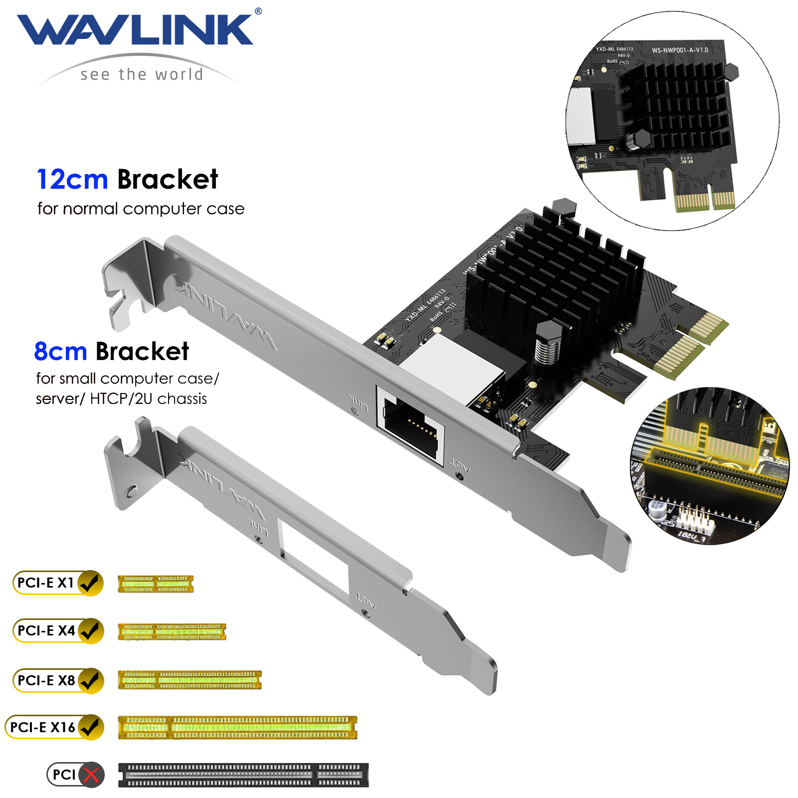 1G PCIe Network Card RTL8111H 1000Mbps Ethernet Adapter for Windows/Linux