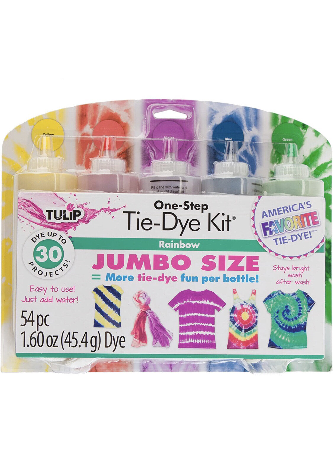 New! Tulip One Step Tie Dye Kit 54 pc Jumbo Size Rainbow Factory Sealed