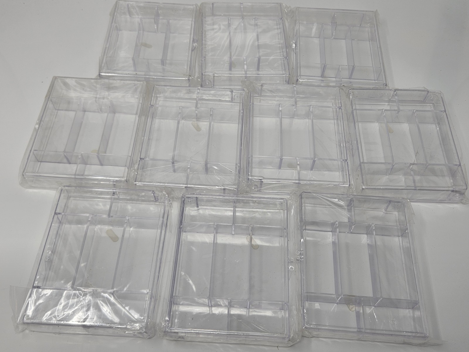 Lot of 10 Mini Clear Plastic Organizer Hinged Trinket Boxes Beads Jewelry Crafts