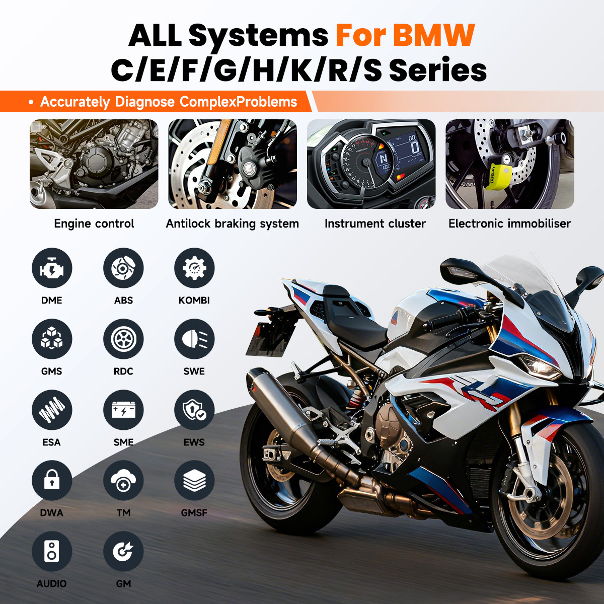 Motorcycle Scanner Full System Diagnostic Tool OBD2 Scanner for BMW Code Reader