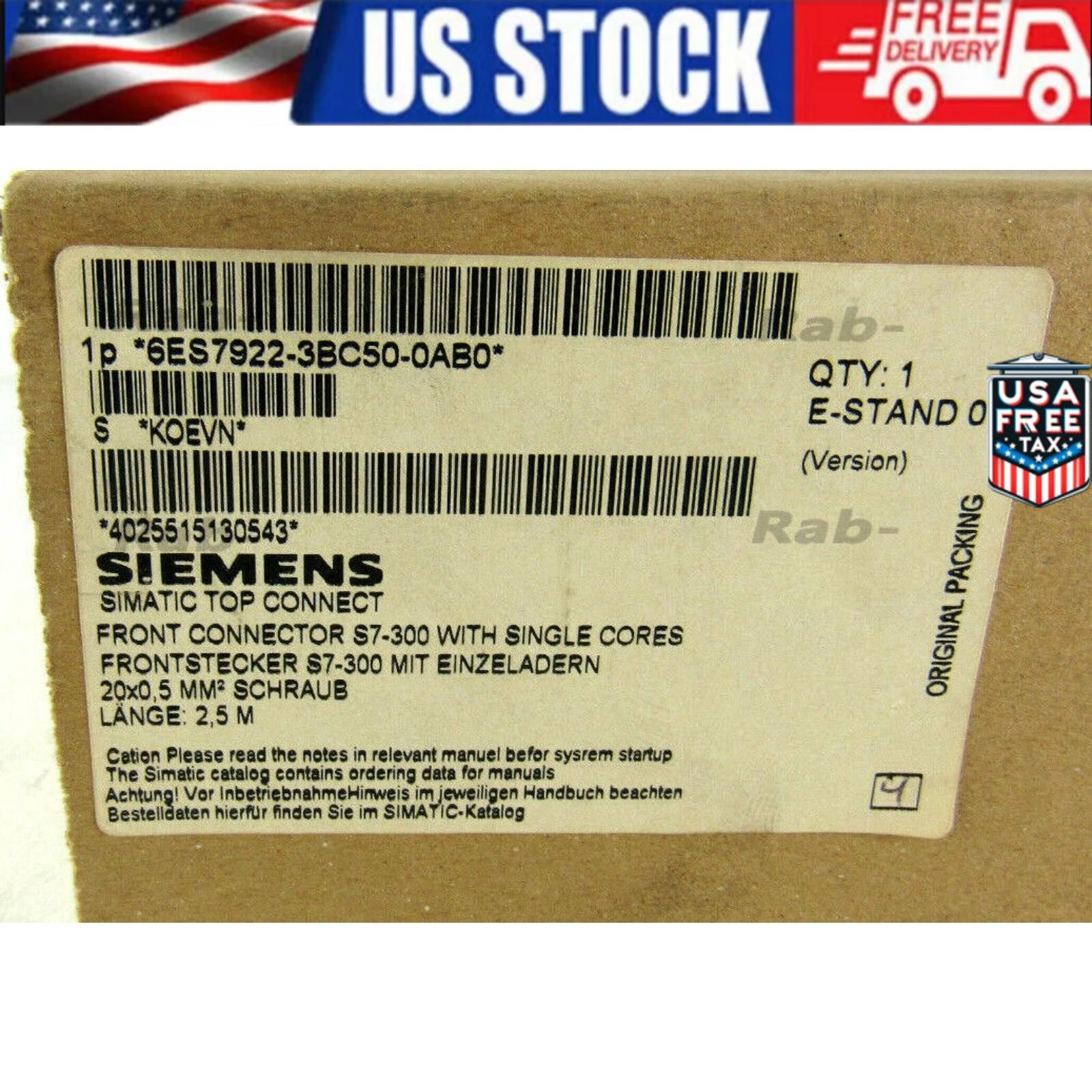 Siemens Front Connector 6ES7922-3BC50-0AB0 6ES7 922-3BC50-0AB0 FS :0 2