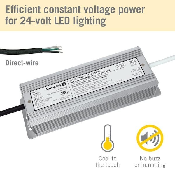 Armacost Lighting 100W 24V DC LED Driver IP67 Waterproof Transformer Hardwired