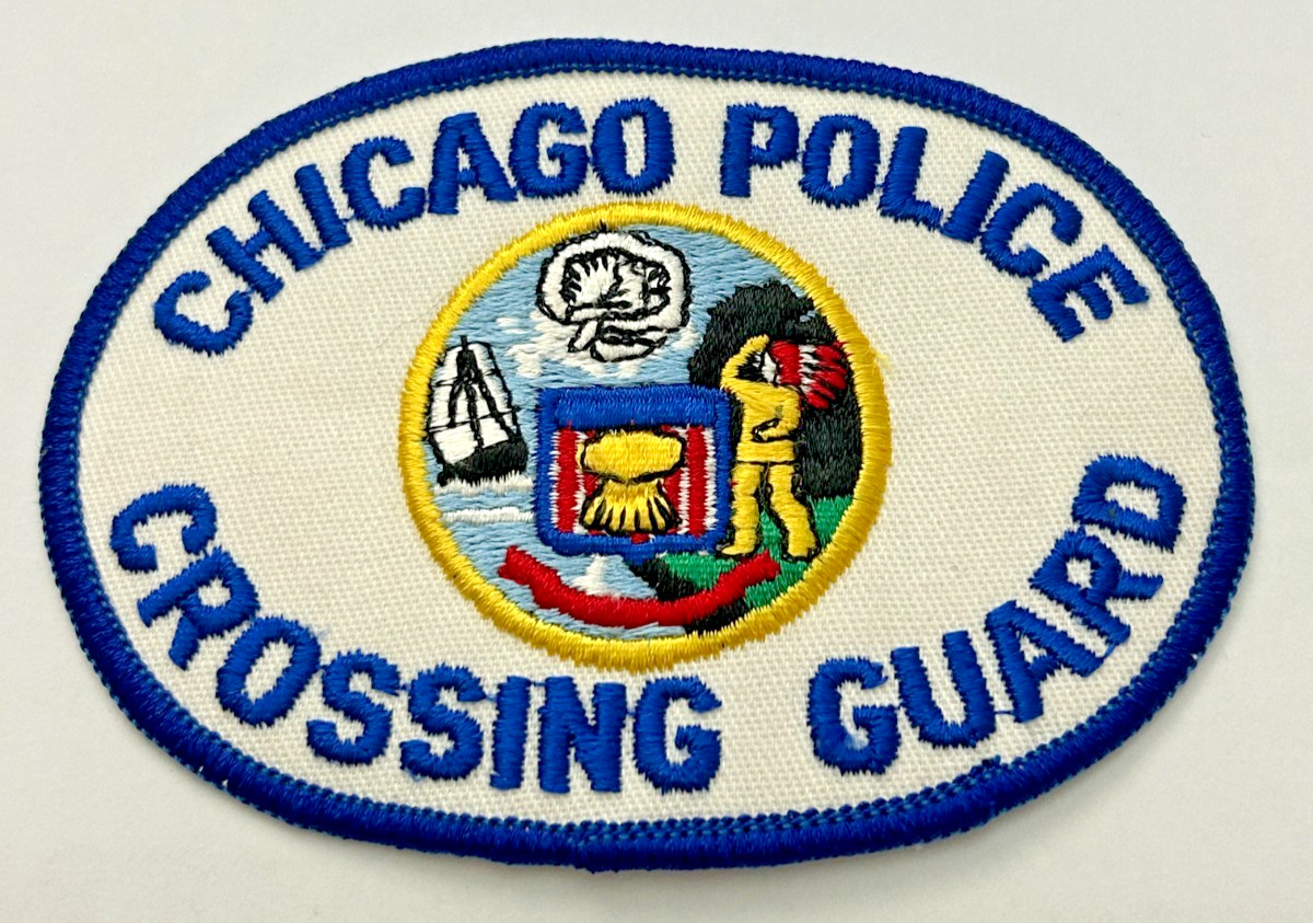 Vintage Chicago Illinois Police Crossing Guard Thick Letters Patch Unused