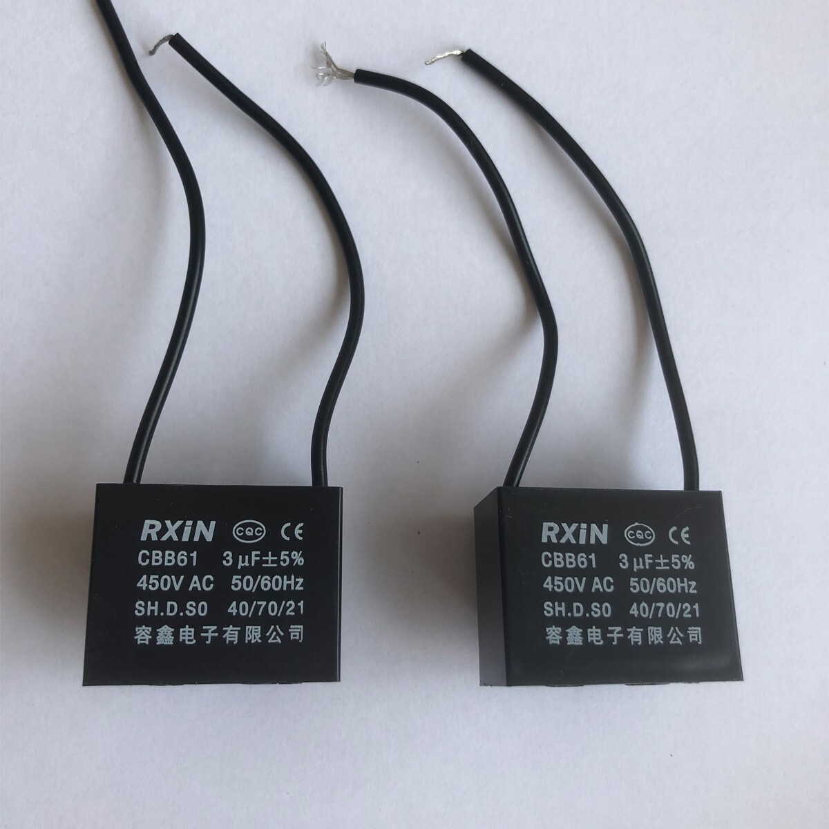 2PCS CBB61 Terminal Ceiling Fan Motor Running Rectangle Capacitor 450V 3UF
