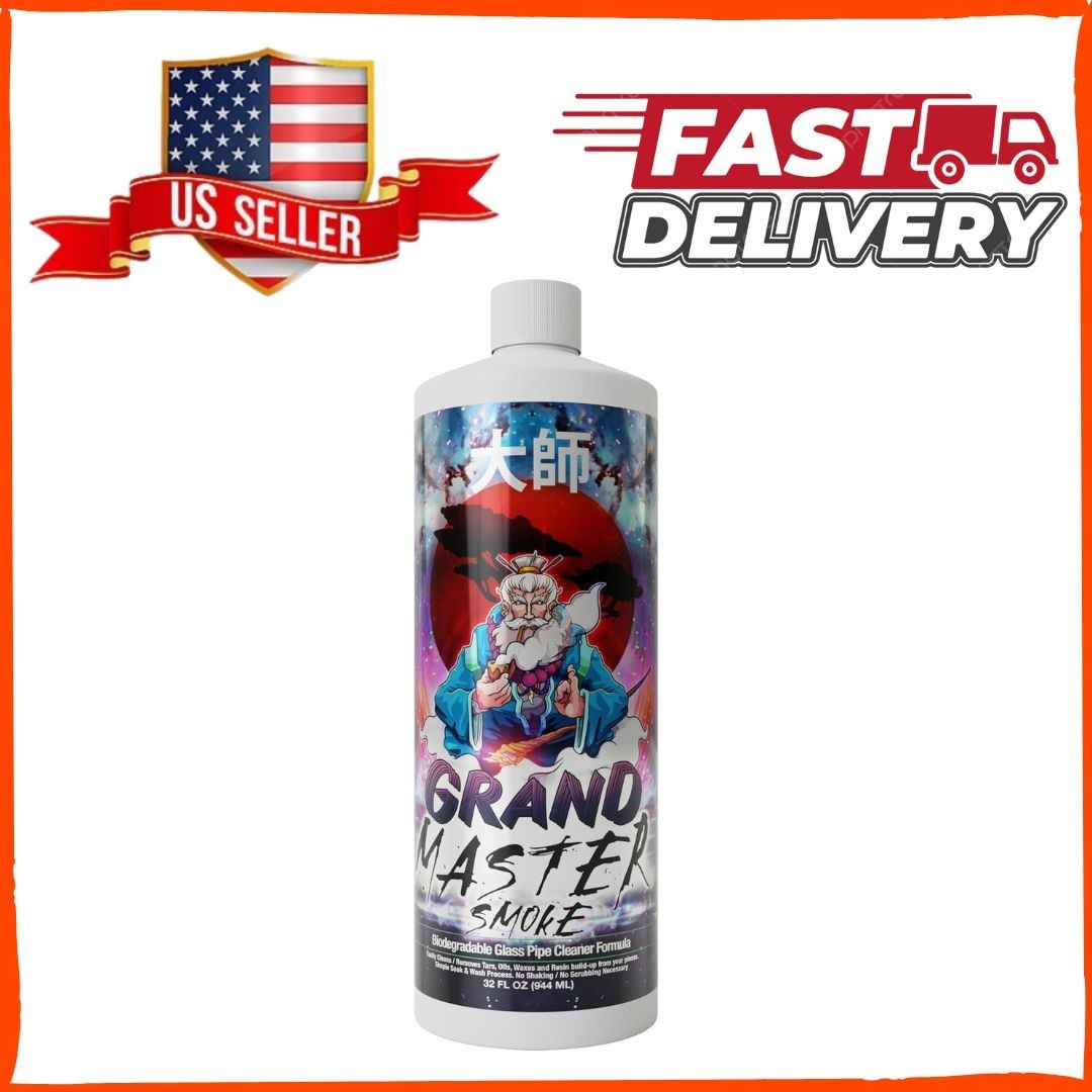 GRAND MASTER SMOKE Soak & Wash Biodegradable Formula Bong Cleaner 32 oz