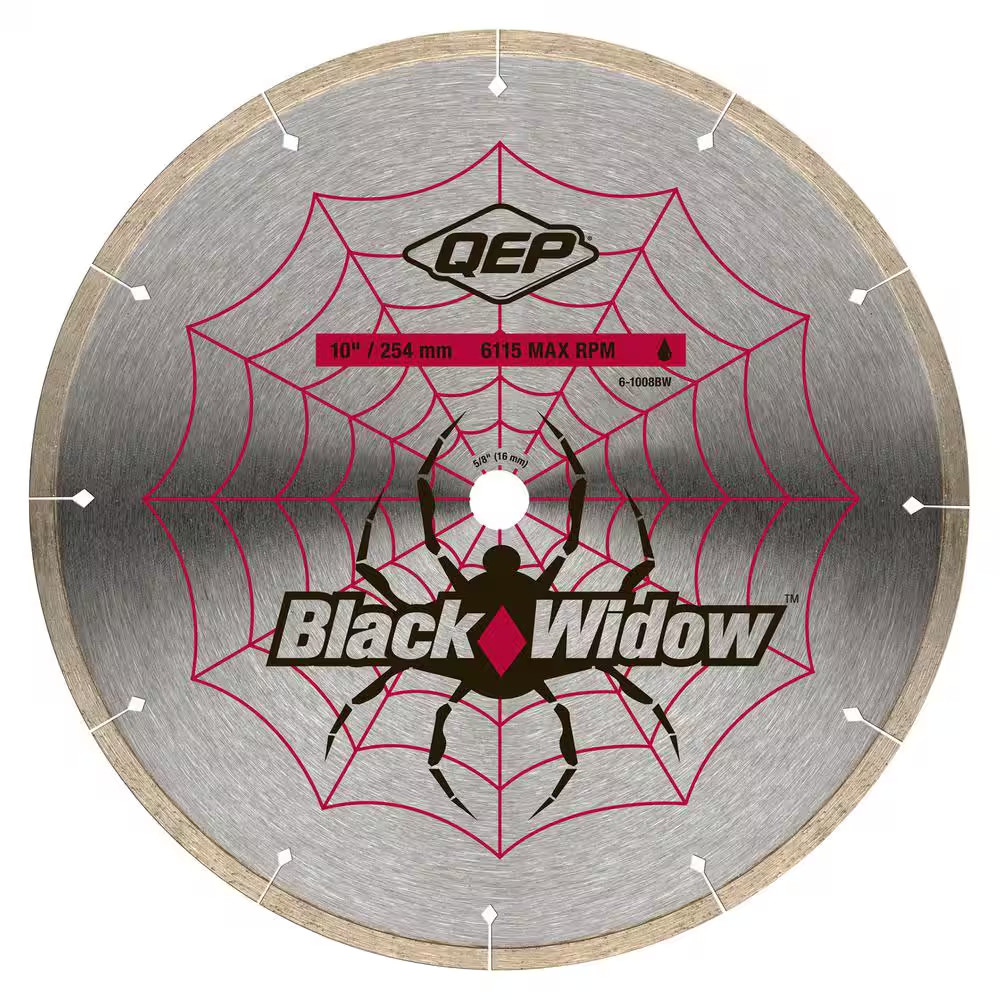 Black Widow 10 In. Wet Tile Saw Micro-Segmented Diamond Blade for Porcelain, Mar