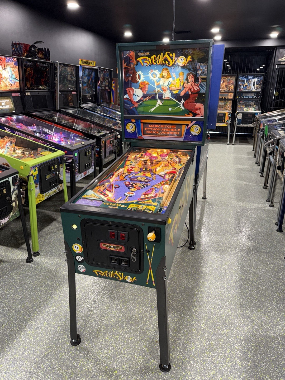 Breakshot Pinball Machine Capcom 1996 Orange County Pinballs Free Ship Billiards