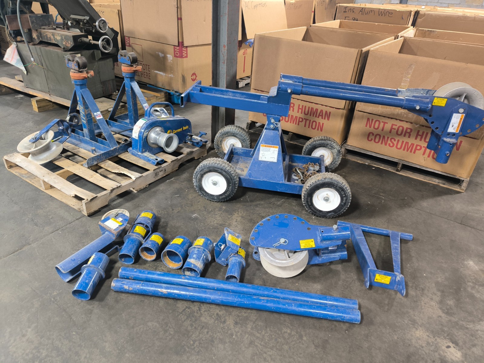 Current Tools Cable Puller System Carriage Reel Stand Coupling Accessories Blue