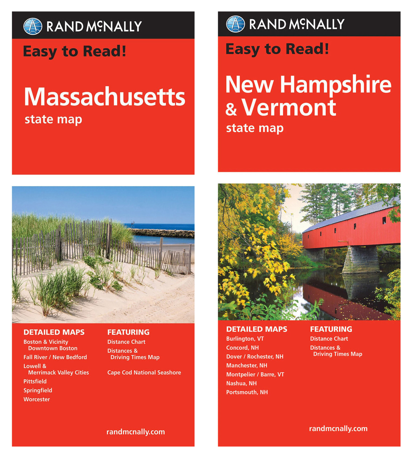 Rand McNally State Maps: Massachusetts and New Hampshire/Vermont (2 Maps)