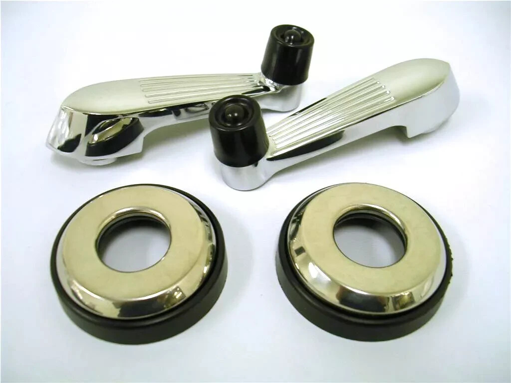 1953 1954 1955 Ford Pickup Truck Chrome Window Cranks w/ Escutcheons PAIR