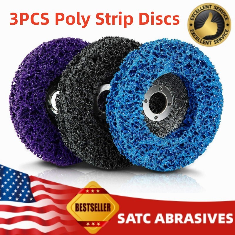 3Pc 4-1/2"x7/8" Poly Strip Disc Wheel Paint Rust Removal Clean For Angle Grinder