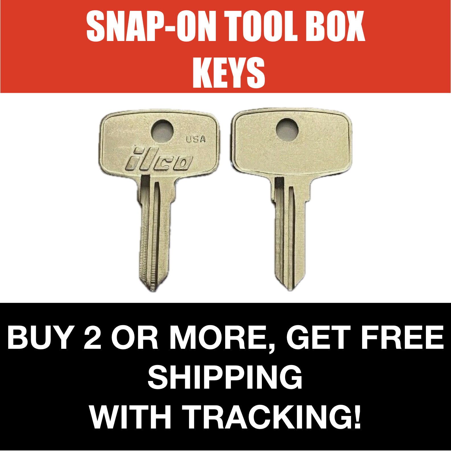 2 Snap-On Toolbox Keys cut to code for key codes Y1-Y250