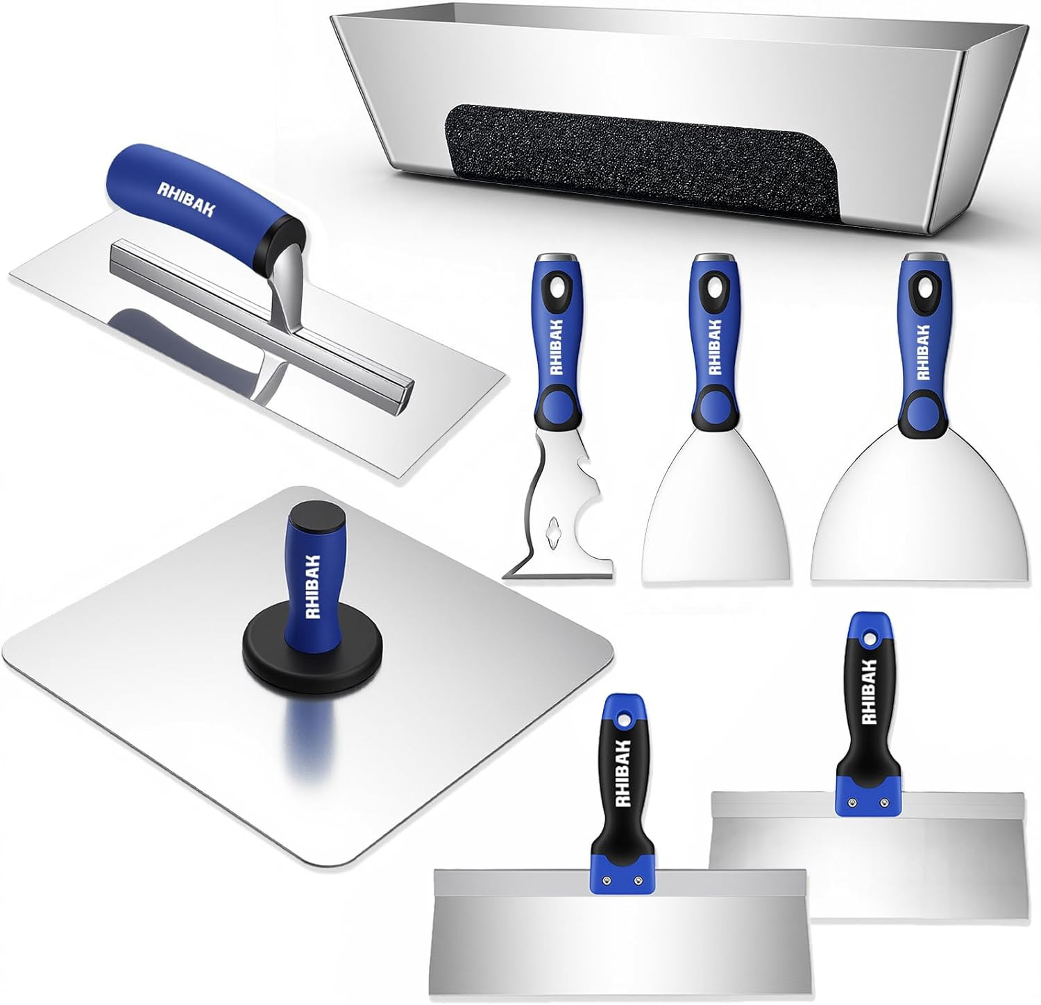Drywall Hand Tools Kit, Drywall Knife Set with Putty Knives, Taping Knives, Alum